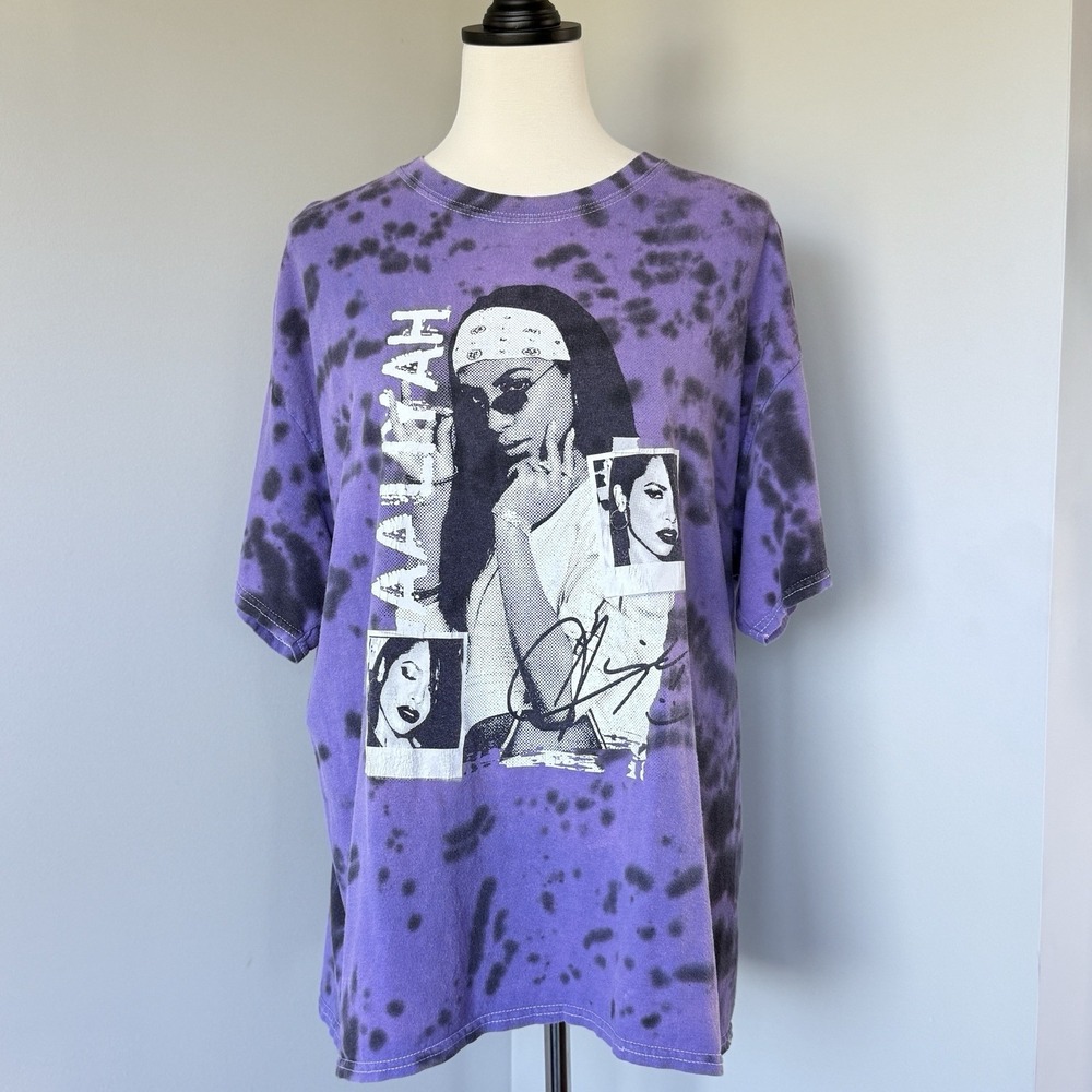 Aaliyah Tie-Dye Graphic T-Shirt Ripple Junction XL Purple Black Unisex